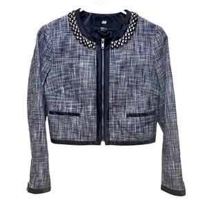 H&M Cropped Blazer Womens Size 8 Embellished Dressy Jacket